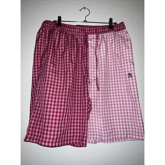 Penguin Other - Men’s Penguin Gingham Cotton Shorts Pink Size Medium
